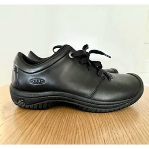 KEEN Women's PTC Oxford Black Leather Oil Slip Resistant Work Shoe Size 9
